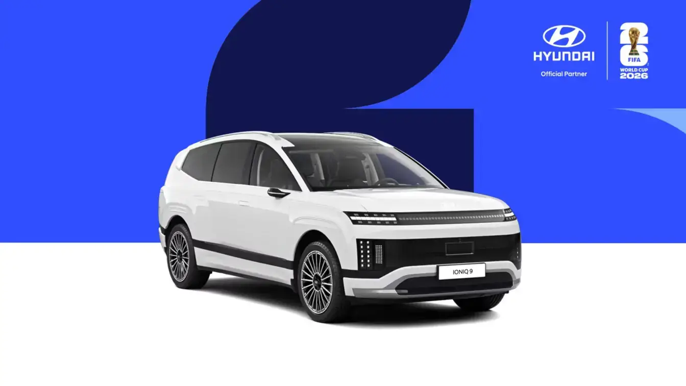 Biely elektromobil Hyundai Ioniq 9 ako oficiálny partner FIFA World Cup 2026 v ponuke BEGAM Trnava