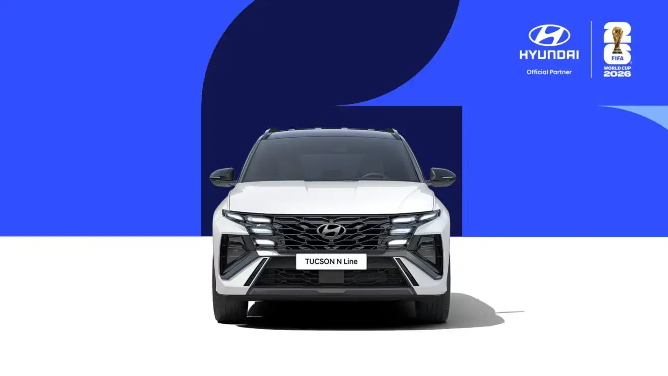 Biele športové SUV Hyundai Tucson N Line ako oficiálny partner FIFA World Cup 2026 v ponuke BEGAM Trnava